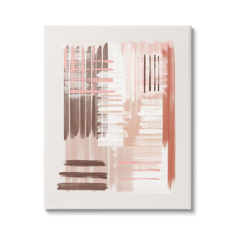 " Hatched Pink & Brown Composition " by JJ Design House LLC, 48" H x 36" W x 1.5" D