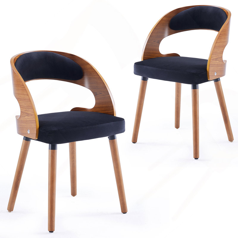 Chaises de salle à manger rembourrées modernes en bois avec dossier incurvé pour une assise confortable dans la cuisine ou la salle à manger.