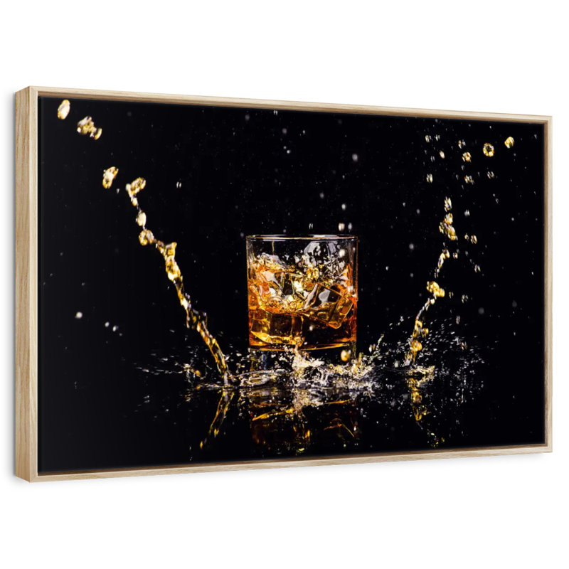 Whisky Splash, Cadre flottant en bois naturel, 19 po x 13 po