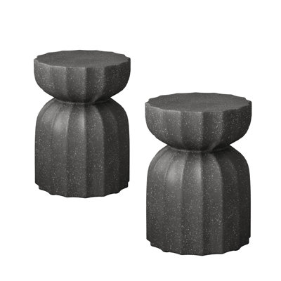 Grey 13" Cement 2Pc Waterproof Coffee Table And Side , For Indoor Outdoor Decoration, Easy To Clean Living Room Backyard,