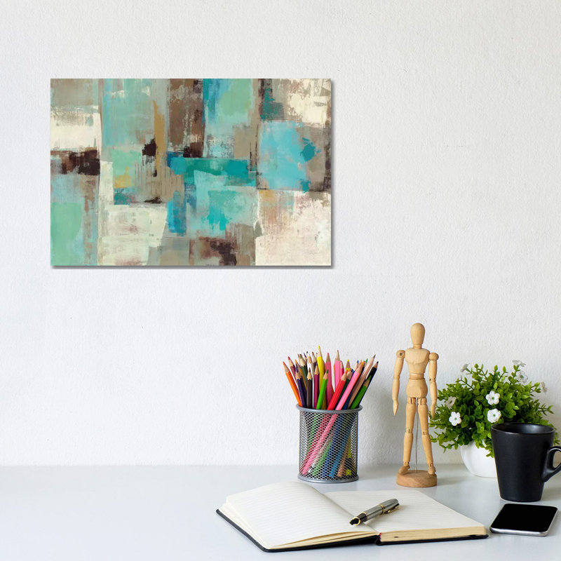Teal And Aqua Reflections #2 by Silvia Vassileva - Print on Canvas, 20.32 cm H x 30.48 cm W, Wrapped Canvas