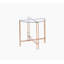 Table de bout avec plateau en verre transparent et finition champagne