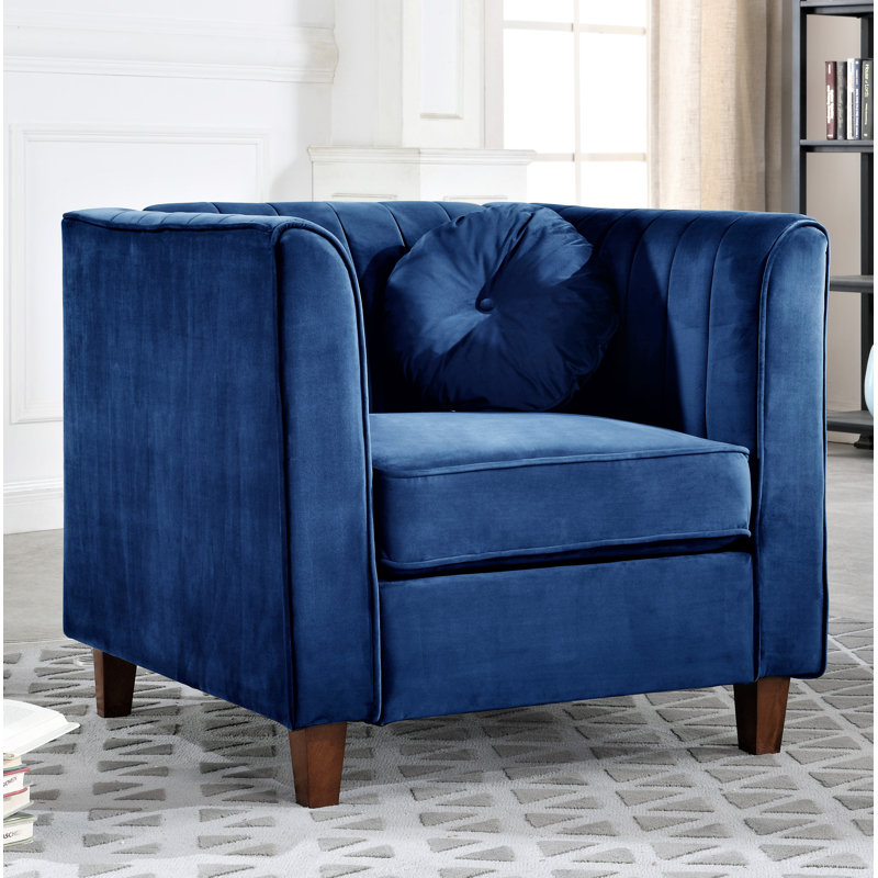 Berton Velvet Armchair, Dark Blue 