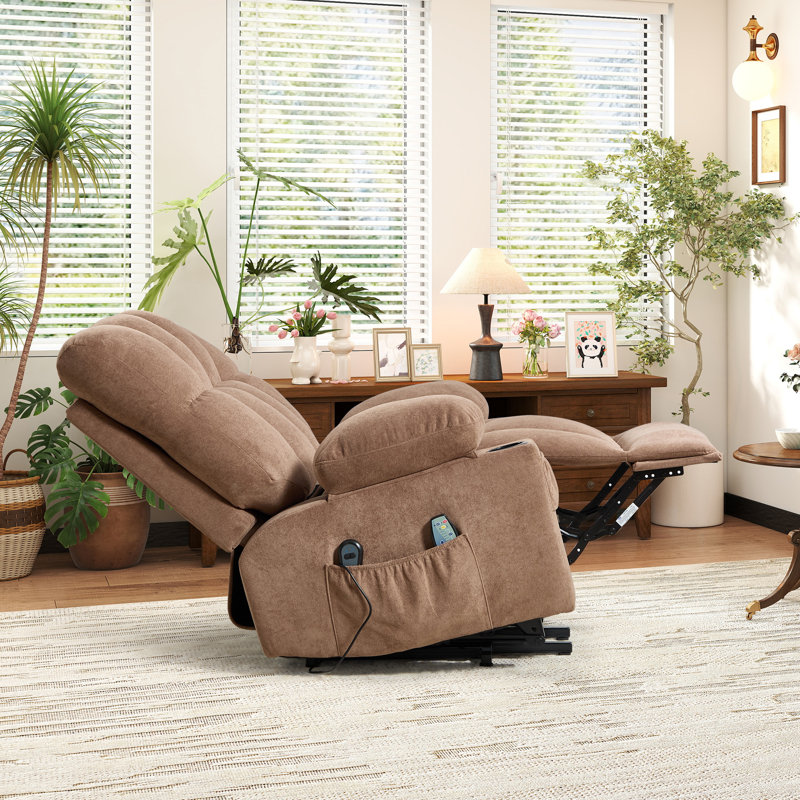 Fauteuil inclinable de massage de 37,4 po Rosalin avec deux porte-gobelets latéraux et deux télécommandes idéales pour la maison