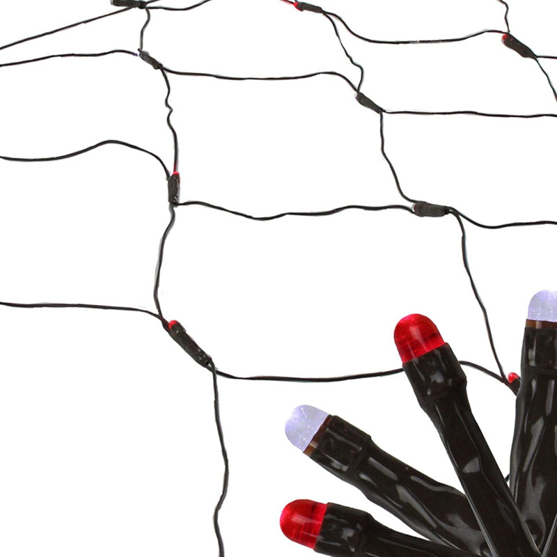 2'' X 8'' Red And White Micro LED Net Style Tree Trunk Christmas Lights, Brown Wire