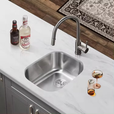 KDK HOME 18" x 15" Undermount Bar/RV Small Sink Single Bowl Kitchen Sink with Basket Strainer