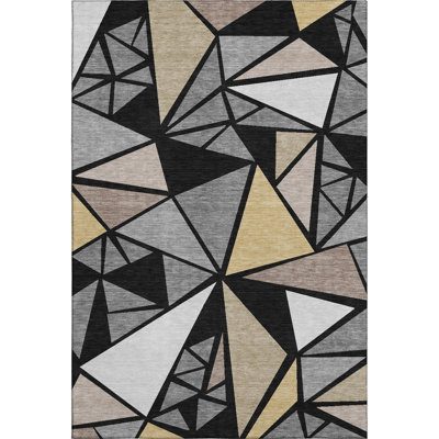 Tapis géométrique de qualité supérieure lavable à la machine Ketterer AMF1039