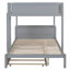 Lit superposé gris avec rangement et bureau, lit gigogne simple - Options d'optimisation de l'espace,
