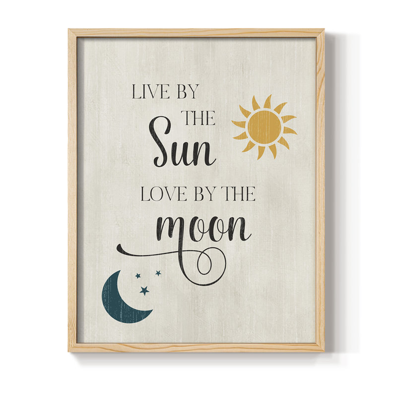 Soleil et lune, reproduction encadrée - bois massif, Naturel, H 11 po x l 9 po