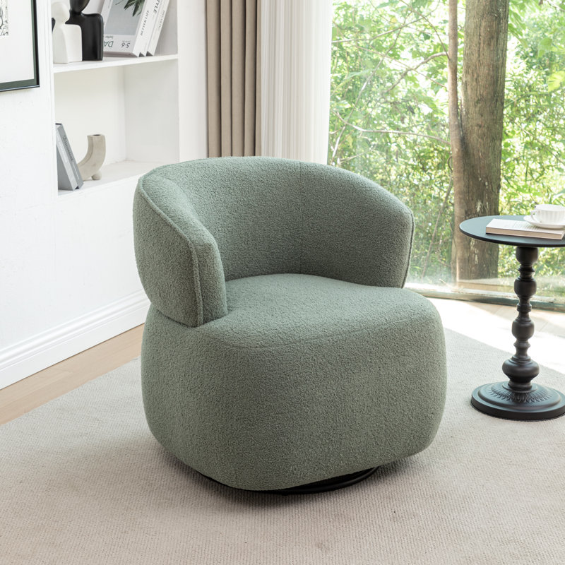 Olevide Swivel Barrel Chair, Green Teddy
