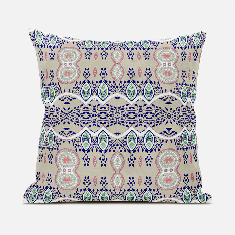  Housse et insert de coussin carré séphaline, 20 po x 20 po, Beige / bleu / blanc