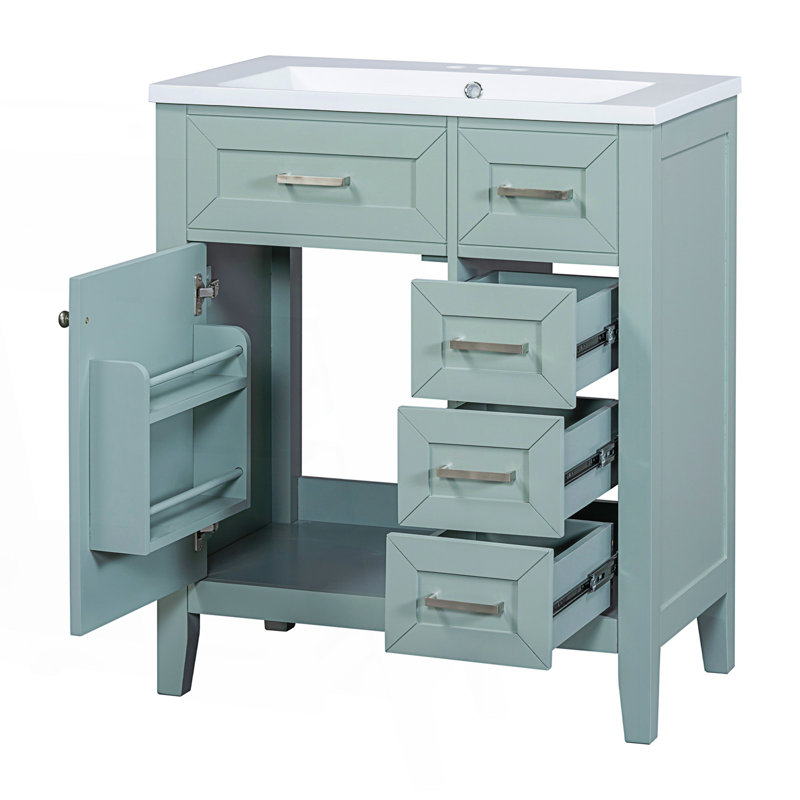 Ensemble de meuble-lavabo avec tiroirs, Vert