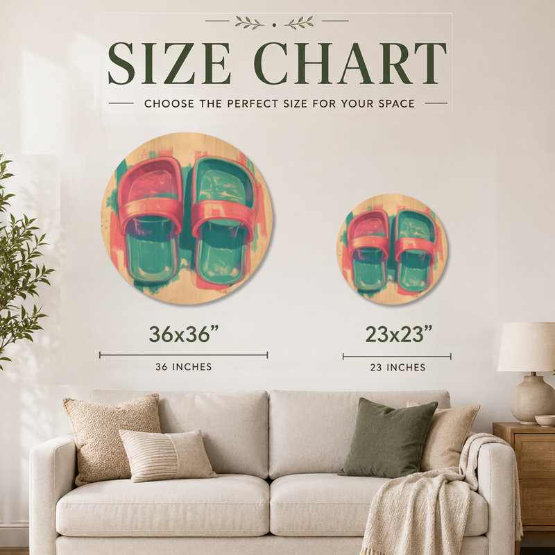 Sandales en plastique pour l'été - Décoration murale ronde vintage en bois, Rond 23 po, Rond