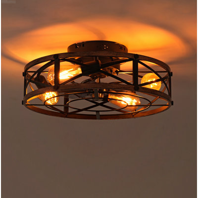 Ventilateur de plafond encastré antique classique avec 6 lumières réversibles et moteur à courant continu rond noir mat