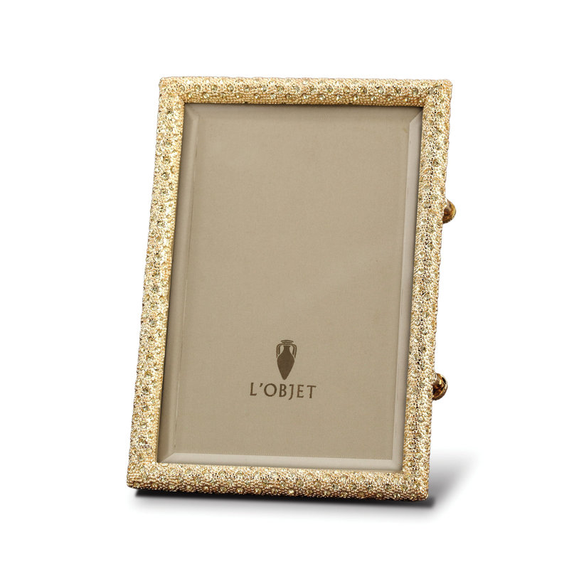 L'objet Rectangular Pave Frame, Gold, 5" W x 7" H, 24K Gold Plated/Crystal