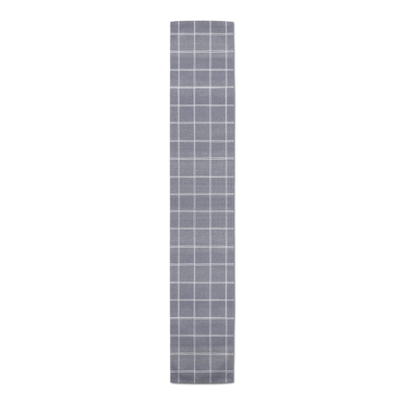 Chemin de table en lin à carreaux vert 4, Bleu, L 90 po x l 16 po