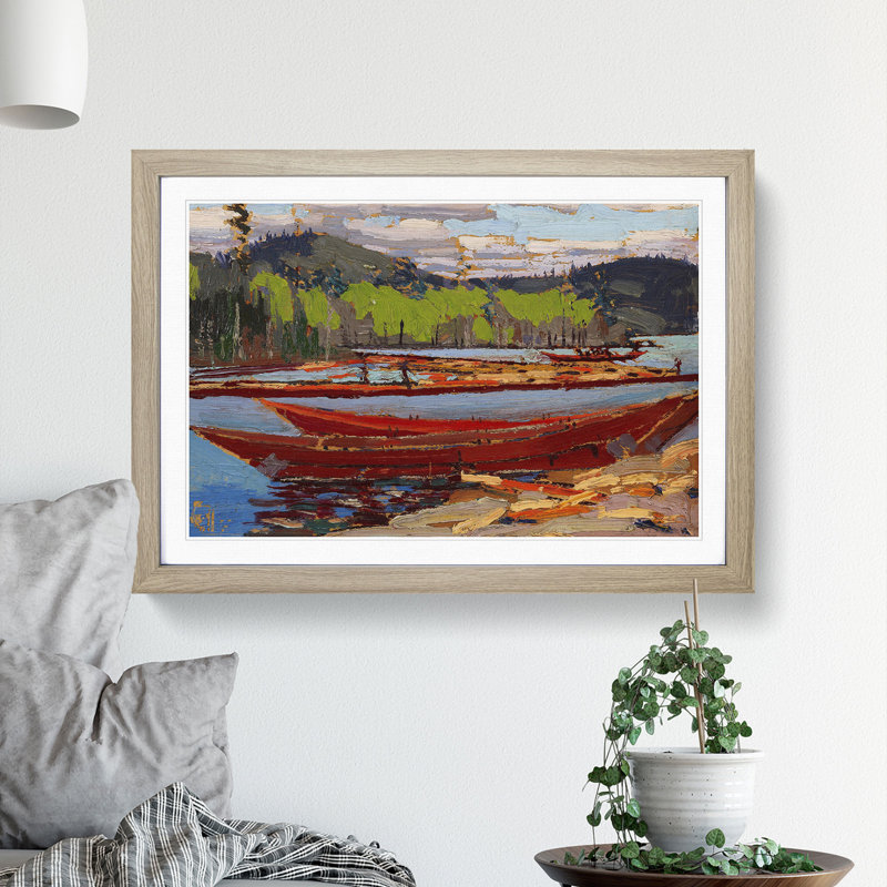 Bateaux by Tom Thomson - Picture Frame Painting, 48cm H x 65cm W x 2cm D, Oak Framed