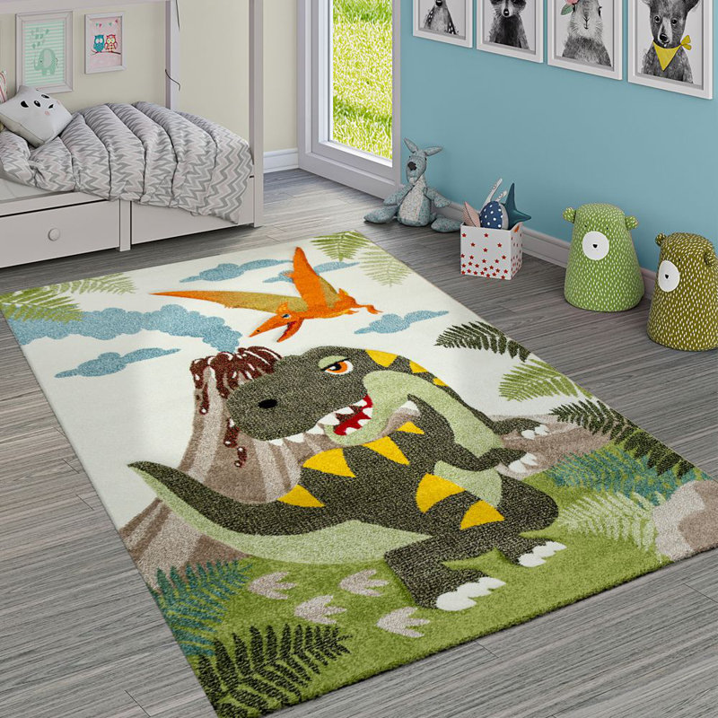 McCarty Shag Green Rug, Rectangle 160 x 230cm