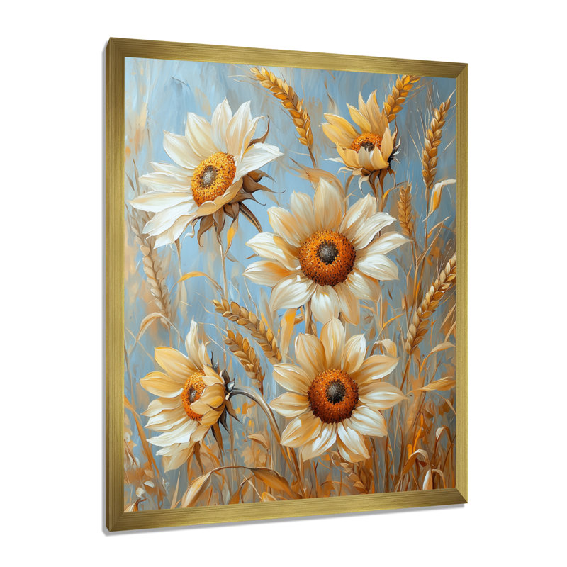 Dirrick - impressions sur toile florales, H 32 po x l 16 po, Reproduction encadrée d'une seule photo, Doré