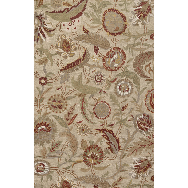 Classic Hand Knotted Wool Floral Area Rug, Rectangle 9' x 12'