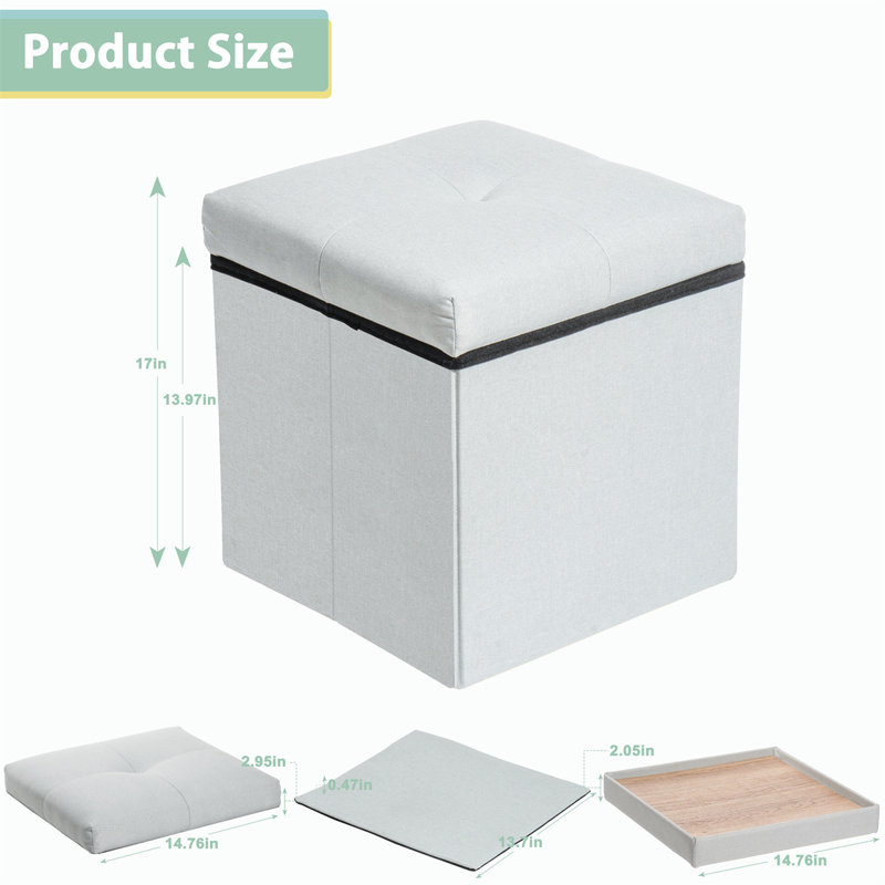 Repose-pieds de cocktail rectangulaire avec rangement 14,76 po Trenica