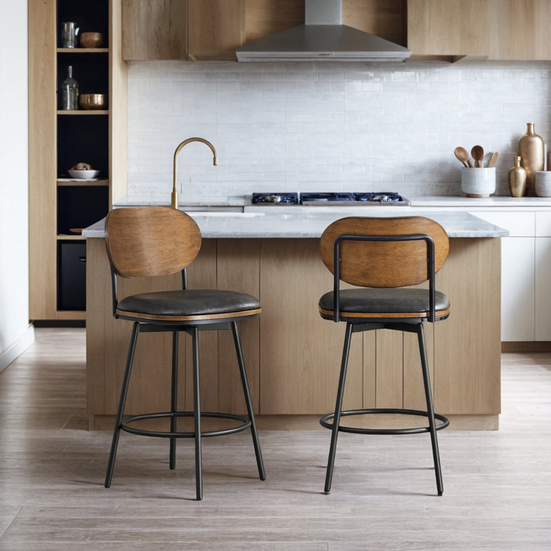 Tabouret pivotant et en métal Avriel, 2, Gris foncé, Tabouret de bar d'une hauteur de siège de 30 po