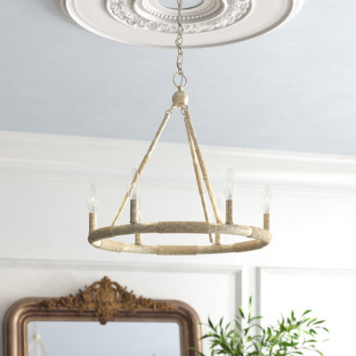 6 - Light Dimmable Wagon Wheel Chandelier