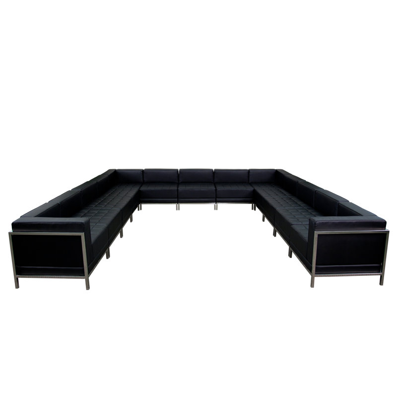 Chrysanthi LeatherSoft Modular U-Shape Sectional Configuration, 13 Pieces