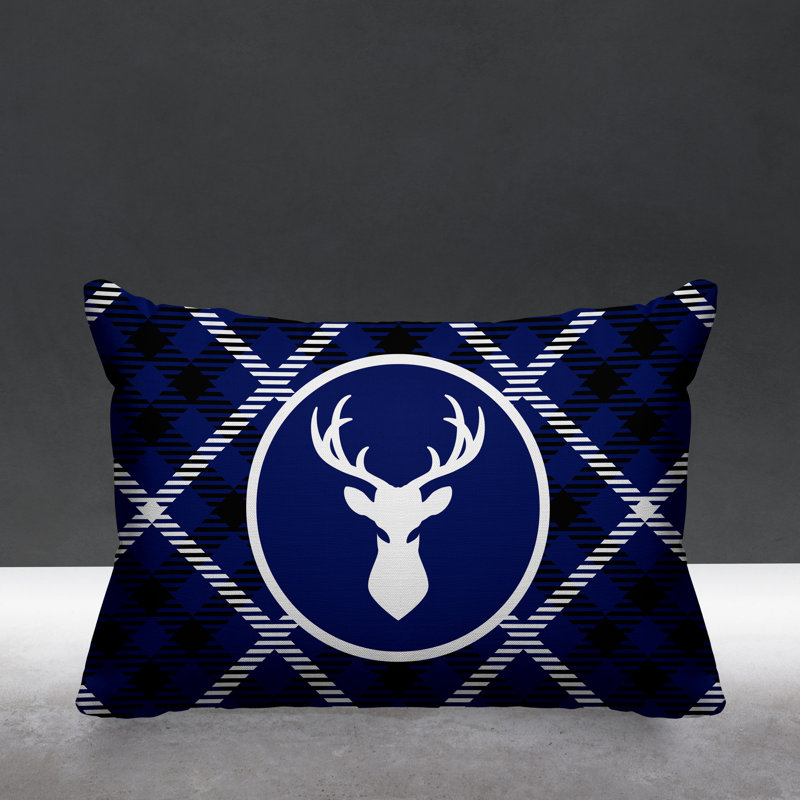 Coussin décoratif intérieur / extérieur Tartan Reindeer, Marine