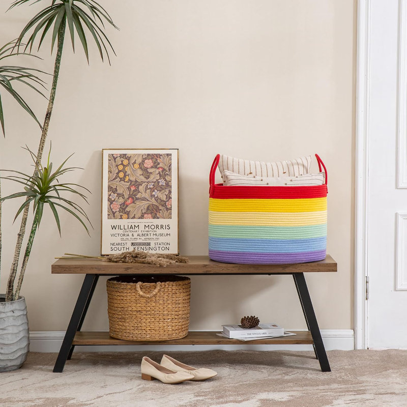 Grand panier à couvertures (20 po x 13 po), panier tissé pour le rangement, panier à linge pour bébé