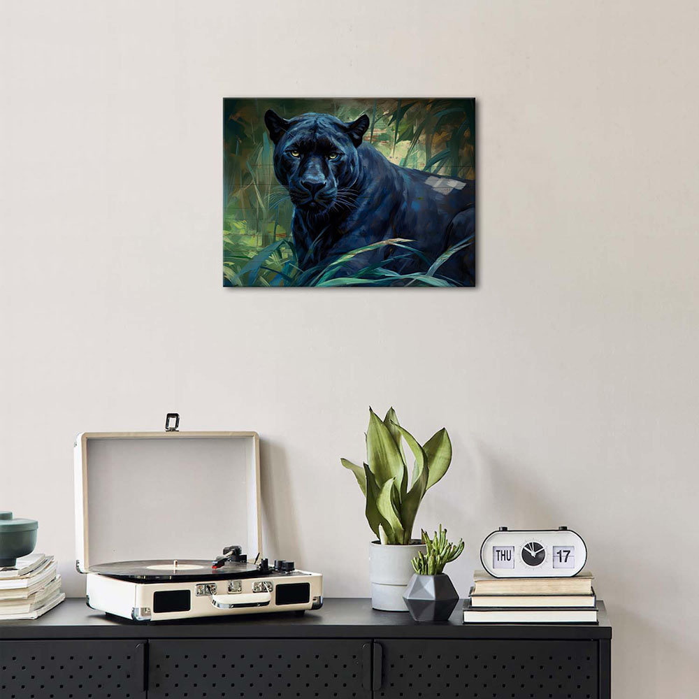 Black Panther Wall Art For Living Room Black Leopard Cheetah Canvas Prints Green Rainforest Animals Wall Decor Jungle Wildlife Pictures Rustic Hunting