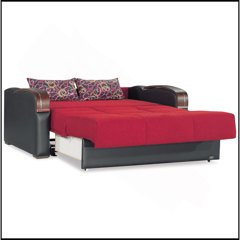Causeuse convertible rembourrée avec rangement, rouge, Rouge