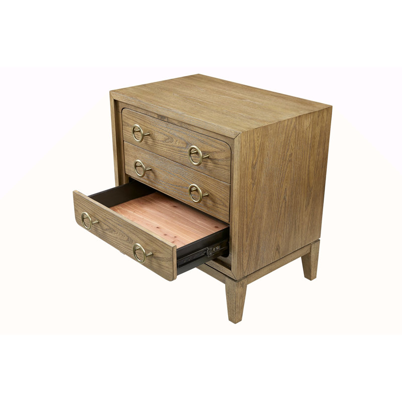 Table de chevet 3 tiroirs avec finition USB au lait