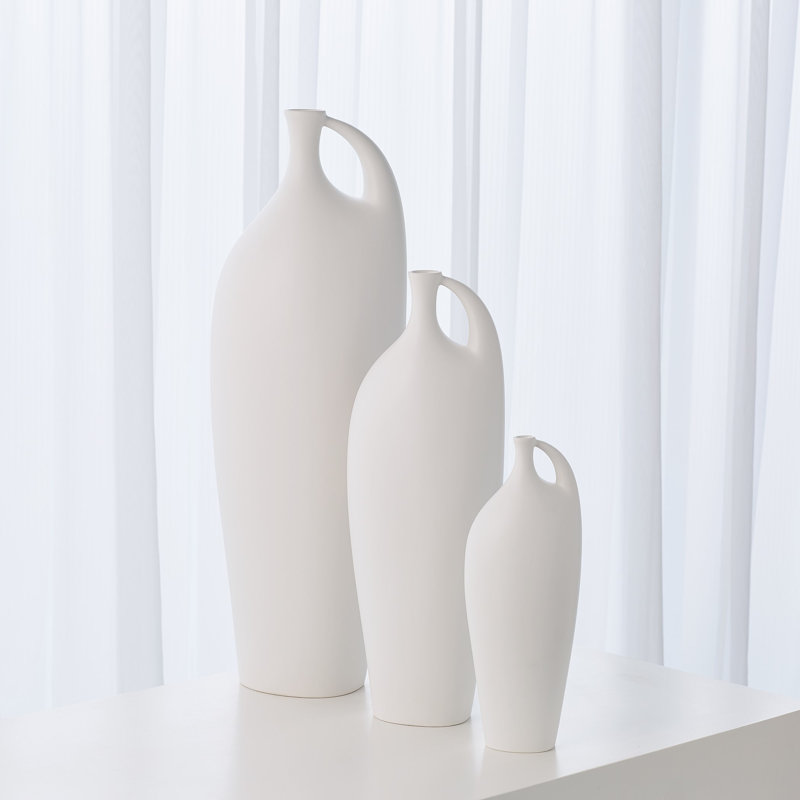 Indentation Vase-Matte White, 28" H x 6" W x 10" D