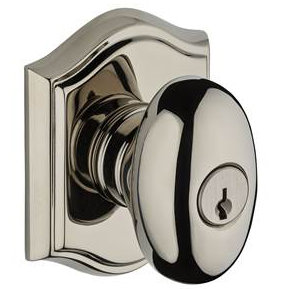 Ellipse Keyed Door Knob with Traditional Arch Rose