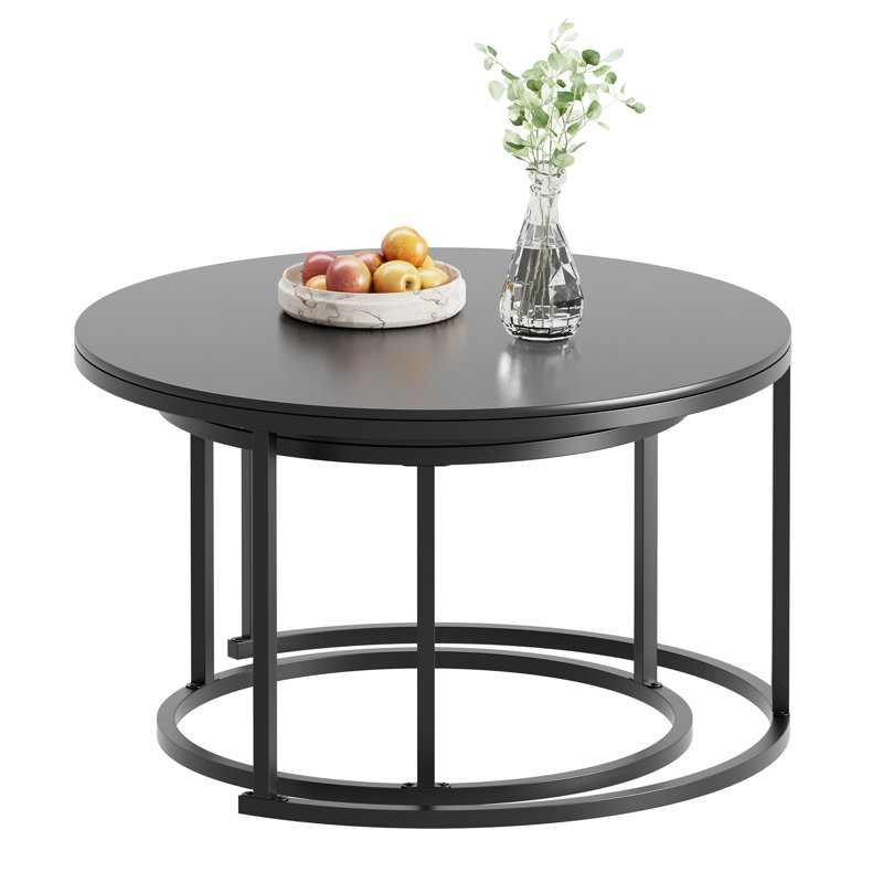 Ensemble de tables basses gigognes Sintered Stone, H 18 po x L 24 po x l 24 po, Noir, noir, noir, noir