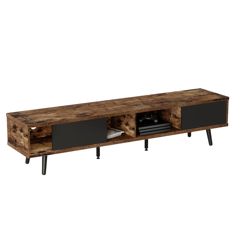 Meuble télé 70 po pour téléviseur de 75 po ou moins Carlei, Retro Brown/Black Door