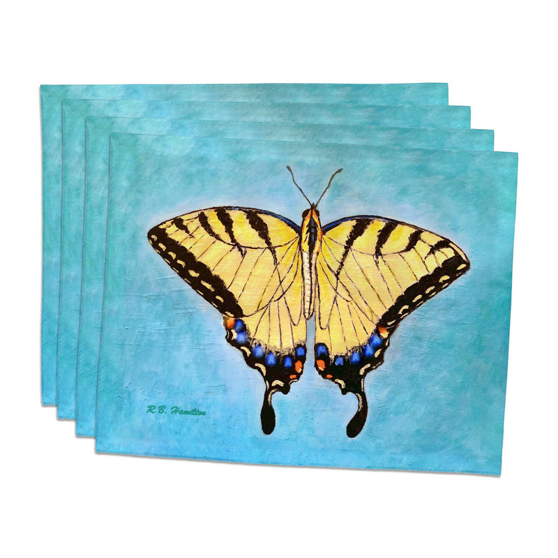 Ensemble de 4 napperons Spreadwing Tiger Swallowtail Butterfly