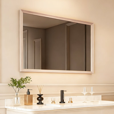 Tempered Glass Wall-Mounted Mirror, Shatter-Resistant Reinforced Design, Vertical/Horizontal Hanging Installation