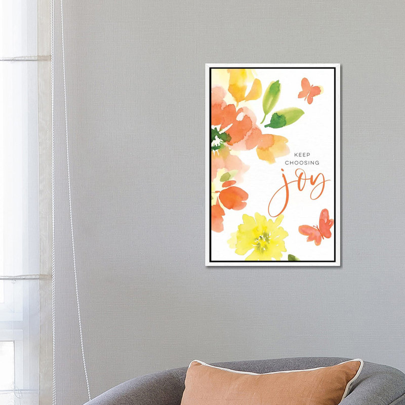 Keep Choosing Joy by Stephanie Ryan - Painting on Canvas, 66.04cm H x 45.72cm W x 3.81cm D, White Floater Framed