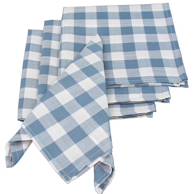 Aafreen Polyester Checkered Square Napkin, Blue