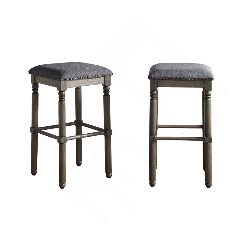 Tabouret en bois rembourré, ensemble de 2