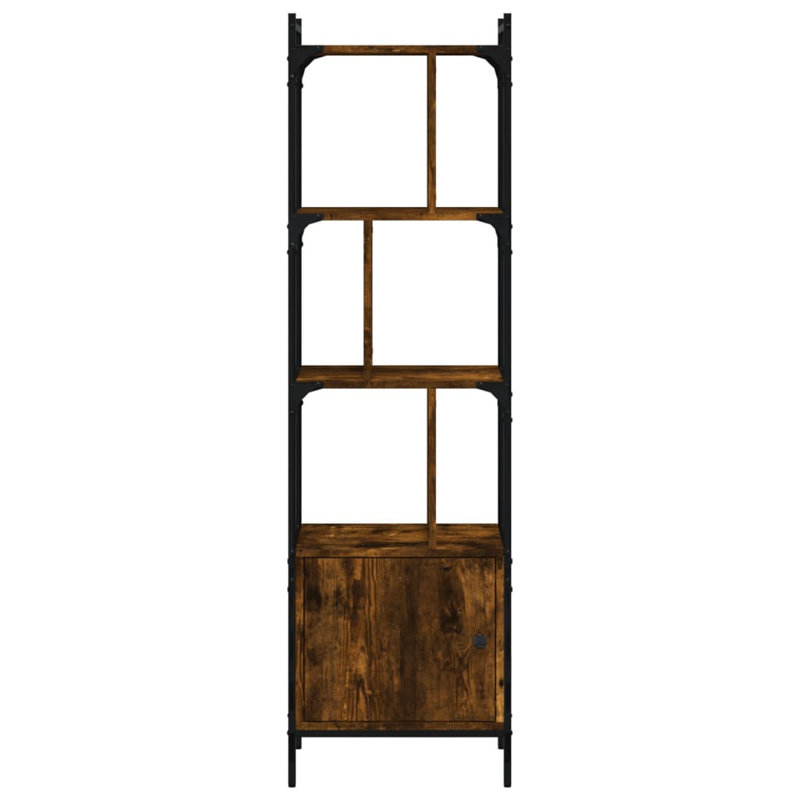 Moonsu 154.5cm H x 44.5cm W Steel Etagere Bookcase, Smoked Oak