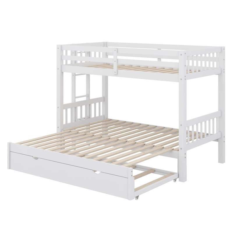 Twin Over Pull-Out Bunk Bed With Trundle, White
