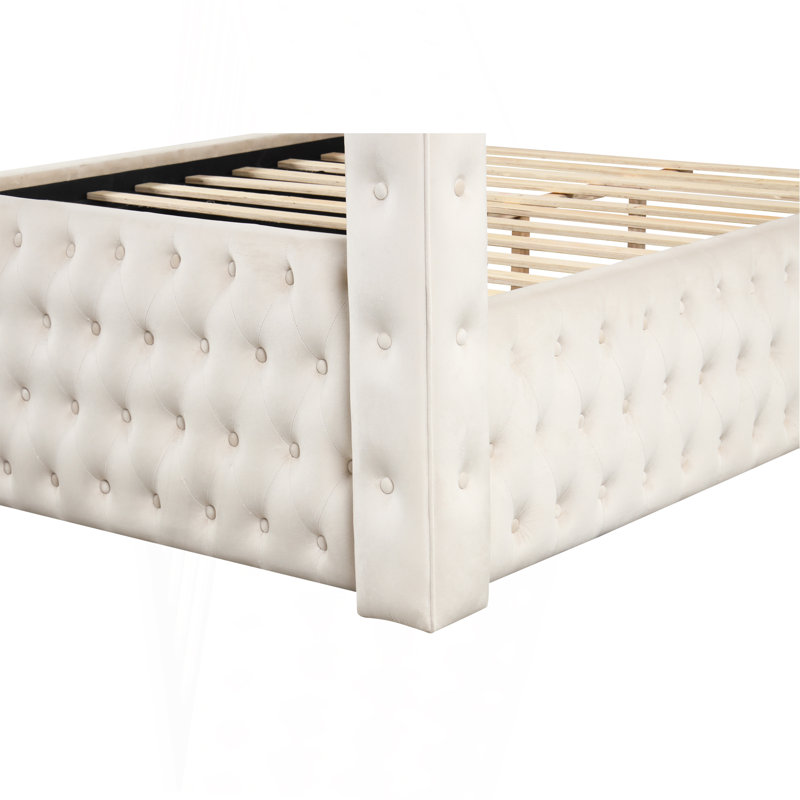 Lit à baldaquin luxueux en bois crème