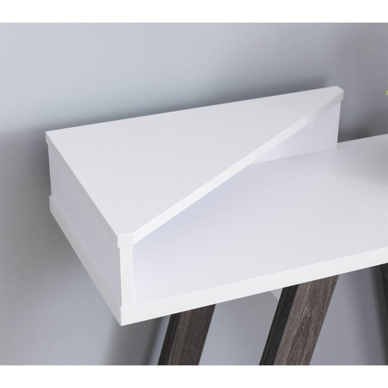 Contemporary Two Toned Console Table With Two Shelves - White & Grey, White/Gray