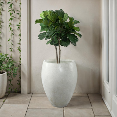 Allenhurst Terrazzo Concrete Planter with Drainage Hole, White