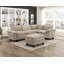 Repose-pieds de style moderne avec revêtement en chenille taupe, meubles de salon contemporains, 1 pièce, contreplaqué durable et moelleux-383628066