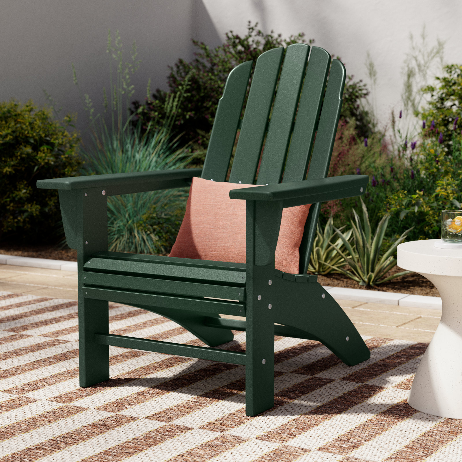 POLYWOOD Vineyard Curveback Resin Adirondack Chair, Green