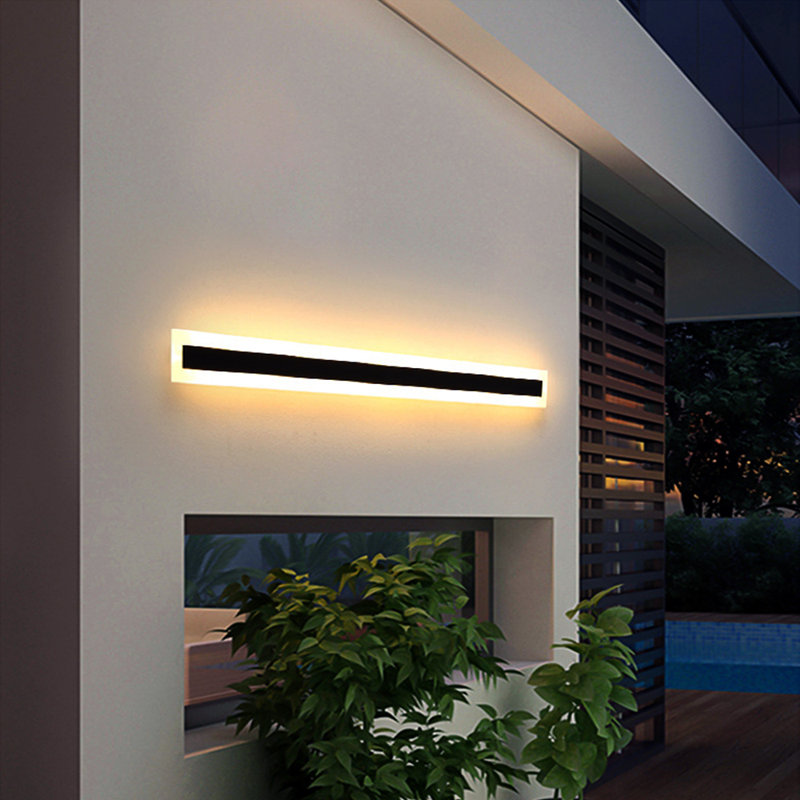 Aluminum Modern Linear IP65 Integrated LED Waterproof Hardwired Outdoor Wall Lights, Black/White, 35" H x 3" W x 1.8" D, 24